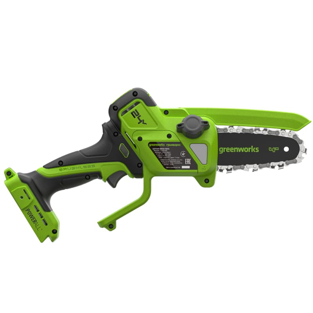 Цепная мини-пила аккумуляторная Greenworks CS2410A, 24V, 10см, c 1хАКБ 2Ач и ЗУ (CS2410AUA)