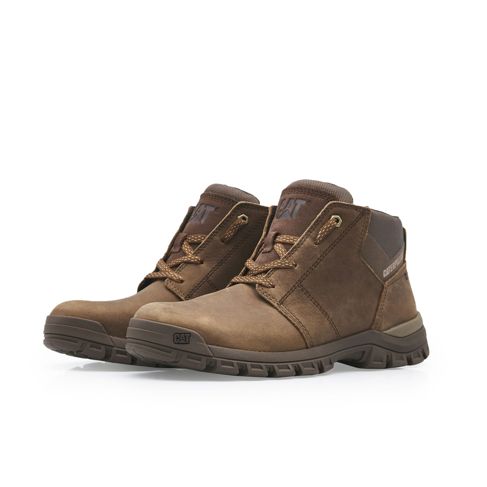 CAT Work Boots Men"s Mid top Brown