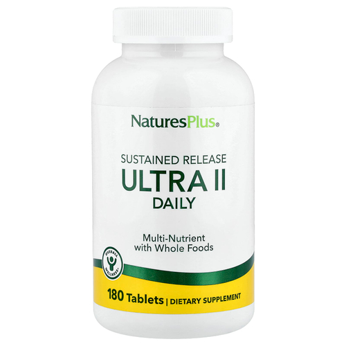 NaturesPlus, Ultra II Daily, мультипитательные вещества из цельных продуктов, длительное высвобождение, 180 таблеток