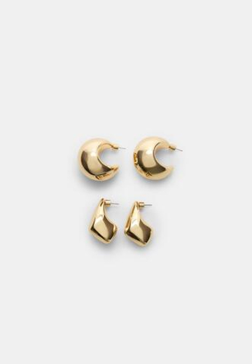 STRADIVARIUS Набор из 2 пар массивных сережек, золотой