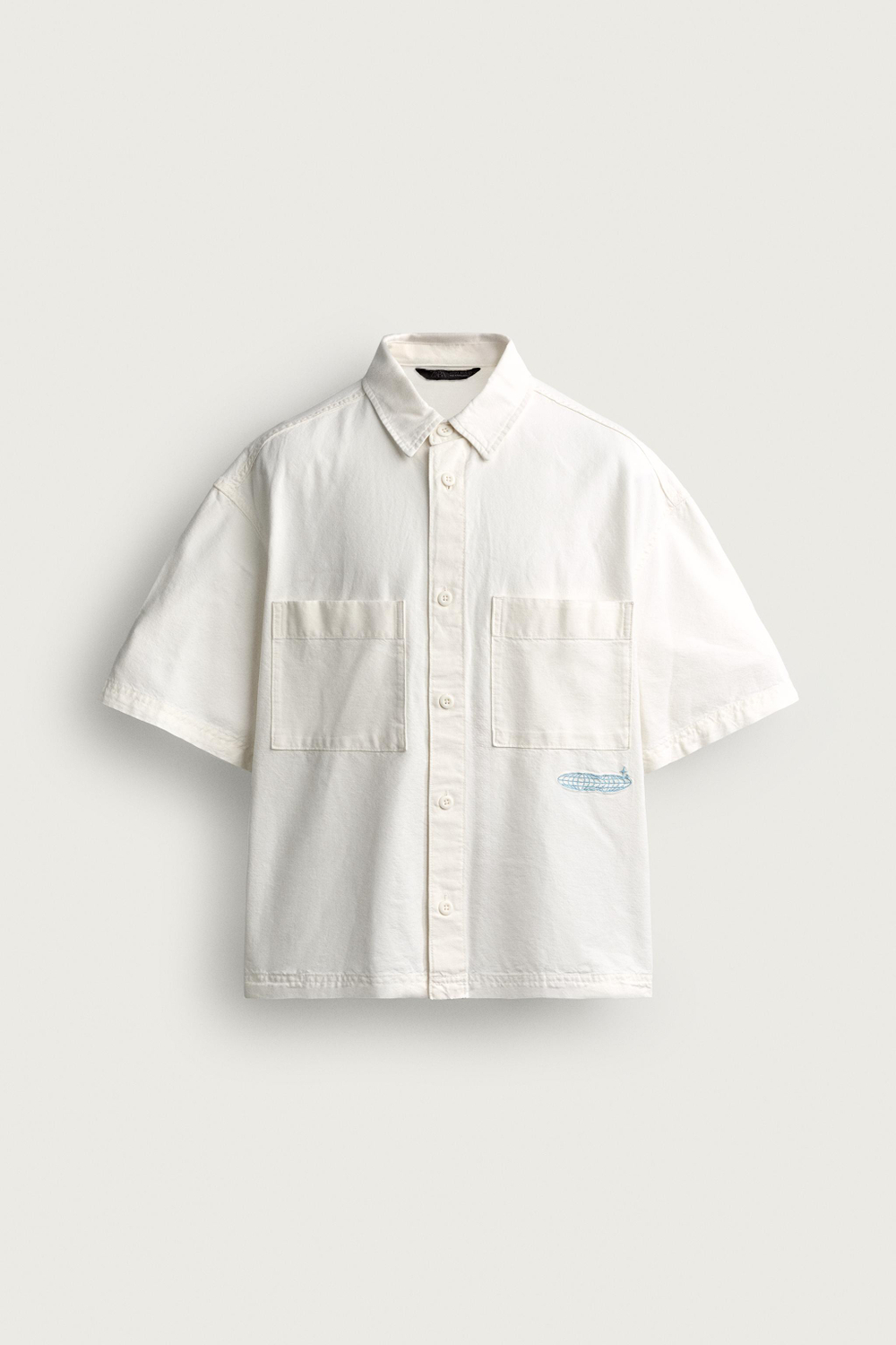 РУБАШКА RELAXED FIT С КОНТРАСТНОЙ НАДПИСЬЮ — ZARA