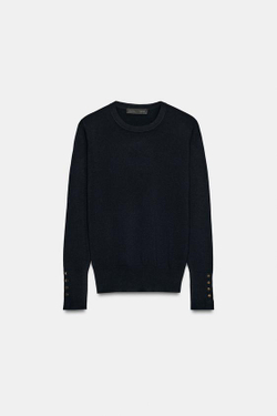 ZARA БАЗОВЫЙ ОДНОТОННЫЙ СВИТЕР, МОРСКОЙ СИНИЙ