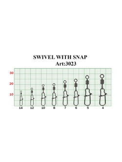 Вертлюжок рыболовный SWIVEL WITH SNAP с накаткой и застежкой Nice 3023 №10