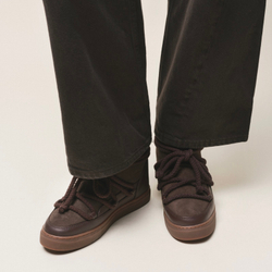 Высокие комбинированные кеды INUIKII Sneaker Classic Dark Brown на меху