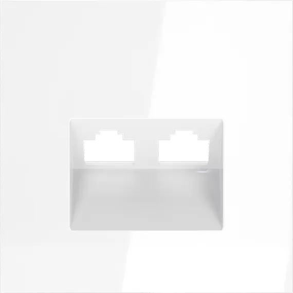 Накладка для розетки компьютерной двойной RJ45+RJ45 Voltum S70 Белый глянцевый VLS001401