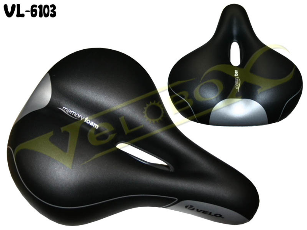 Седло Velo VL-6103 комфортное с эластомерами 275х211мм, с памятью, с прорезью