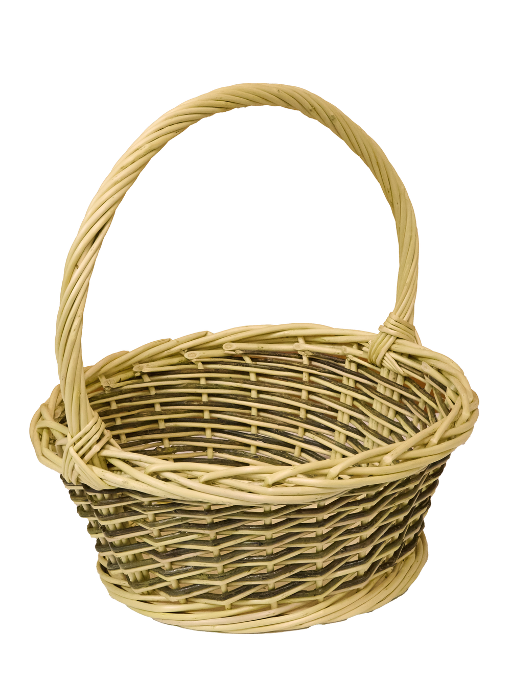 Корзина круглая подарочная для цветов, фруктов, арт. ND300GRW, диаметр 29 см, высота борта 11 см, высота с ручкой 34 см