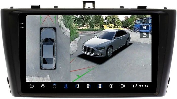 Магнитола для Toyota Avensis T270 2008-2015 (рамка черная) - Teyes CC3-2K-360 на Android 10, Быстрая, 2K QLED, CarPlay, 4G SIM-слот, 4 камеры в комплекте