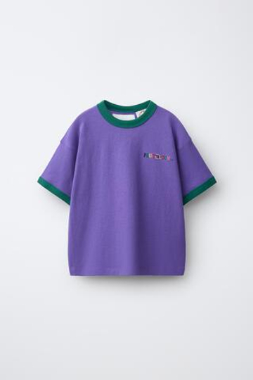 ZARA - FRUIT OF THE LOOM™ , ФУТБОЛКА С ВЫШИВКОЙ, ФИОЛЕТОВЫЙ