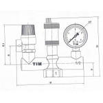 Группа безопасности для котла TIM JH-1025 3 бар (без накидных гаек)