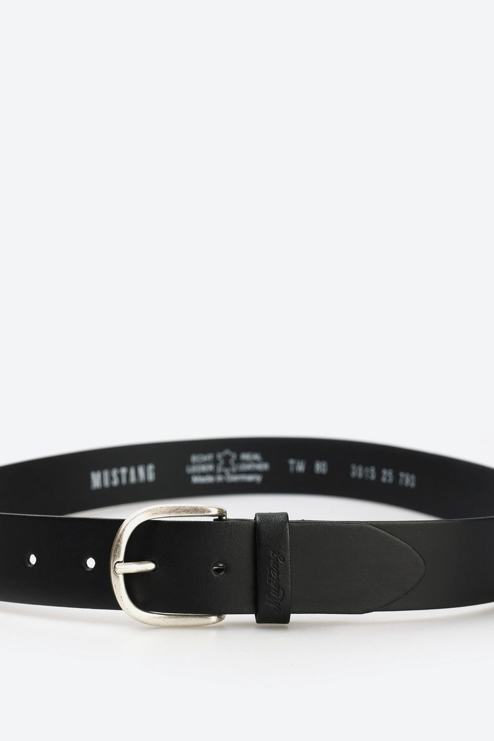 Ремень взрослый MUSTANG Leather belt in 35 mm with buckle in polished silver(Leather in a light pull-up look with vintage ch