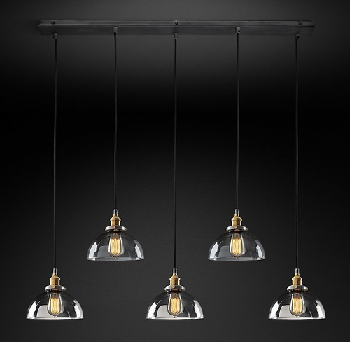 Подвесной дизайнерский светильник  20th C. Factory Filament Clear Glass Dome Rectangular Pendant от Restoration Hardware