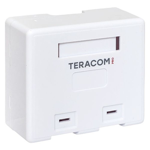 Корпус настенной розетки TERACOM PRO на 2 модуля Keystone со шторками и маркерами белый trp-ebox-2kstn-wh