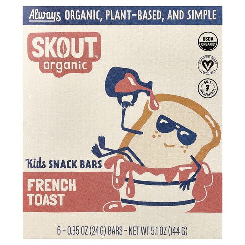 Skout Organic, детские батончики-снеки, французский тост, 6 батончиков по 24 г (0,85 унции)