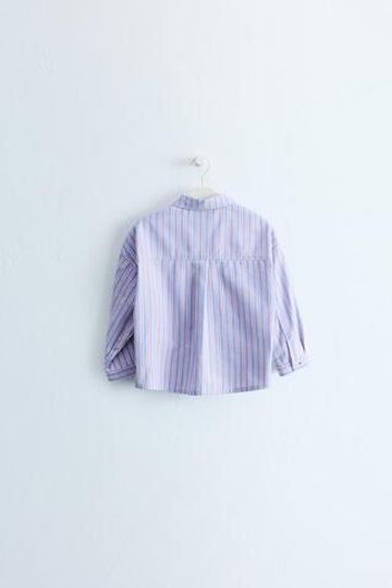 ZARA TIMELESS РУБАШКА В ПОЛОСКУ С КАРМАНОМ, СИНИЙ