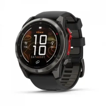 Garmin Fenix 8 PRO 51мм MicroLED Sapphire Carbon Gray DLC Titanium with Black/Pebble Gray Silicone Band