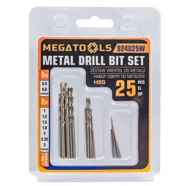 Сверла по металлу, набор 25пр. MEGATOOLS MT-924U25W