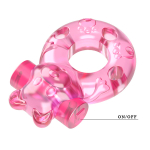 Розовое эрекционное виброкольцо 3,5х5,3см Baile Pink Bear Cock Rings BI-010083A