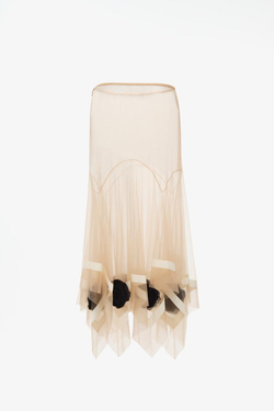 ZARA X JOHN GALLIANO АСИММЕТРИЧНАЯ ЮБКА ИЗ ТЮЛЯ С ЦВЕТОЧНЫМ ПРИНТОМ — LIMITED EDITION, БЕЖЕВЫЙ