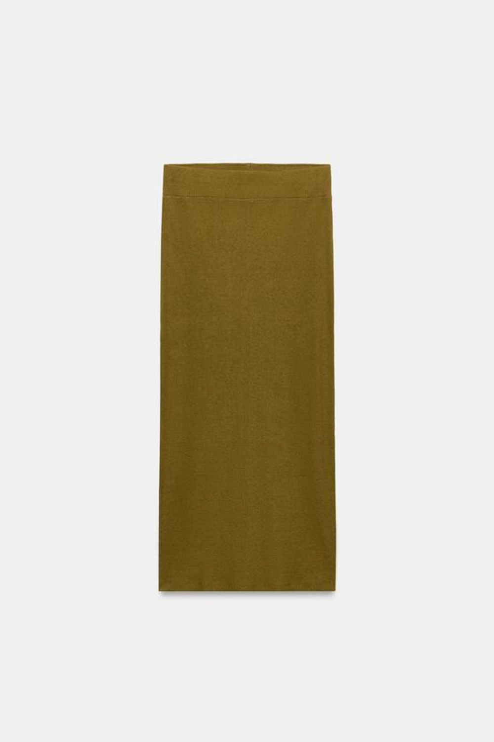 ZARA ПРЯМАЯ ЮБКА В РУБЧИК, ОЛИВКОВЫЙ