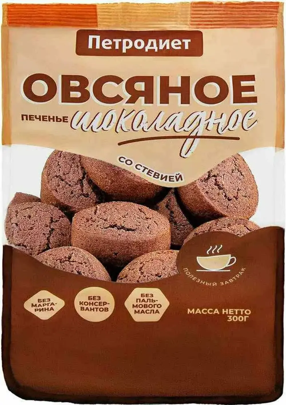 Печенье Петродиет овсяное Шоколадное со Стевией 300гр