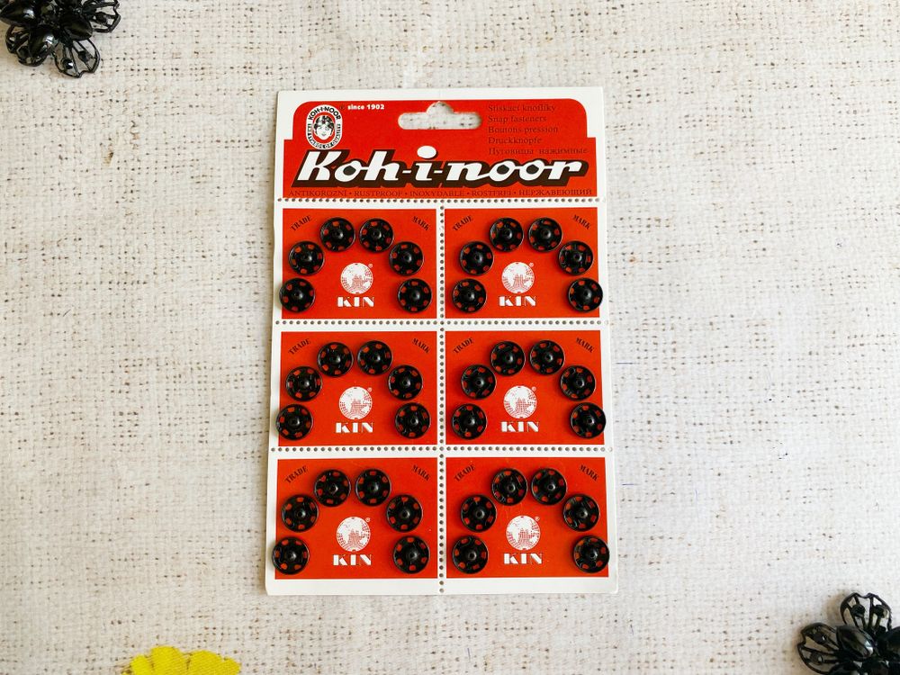 Кнопки KOH-I-NOOR №4 пр-во Чехия, d 1,15 см, чёрный