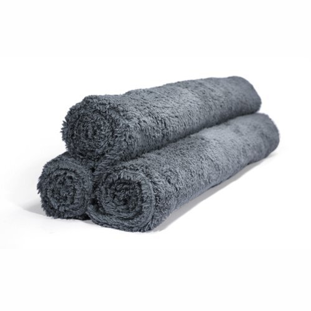 Полотенце из микрофибры для располировки MaxShine, набор 3 шт, 40*40 см, плюшевое, без оверлока, 600 г/м, серое, 10104040G