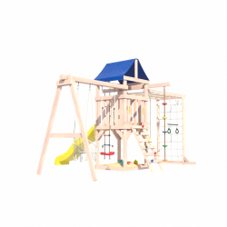 Детская площадка Fun Land неокрашенная с сеткой, рукоходом, качелями и плетенным креслом