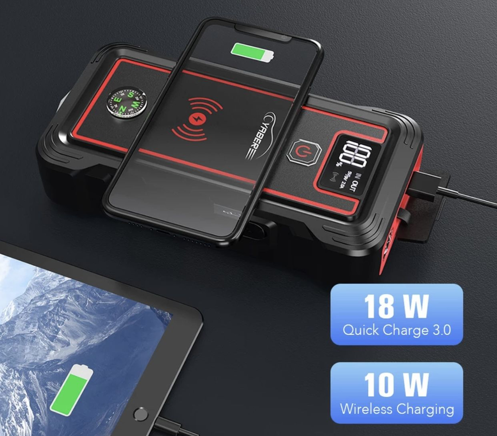 Пусковое портативное устройство бустер YABER 23800mAh 2500A.