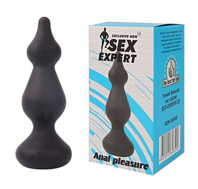 Фигурная анальная втулка Sex Expert - 10 см. (Цвет: черный)