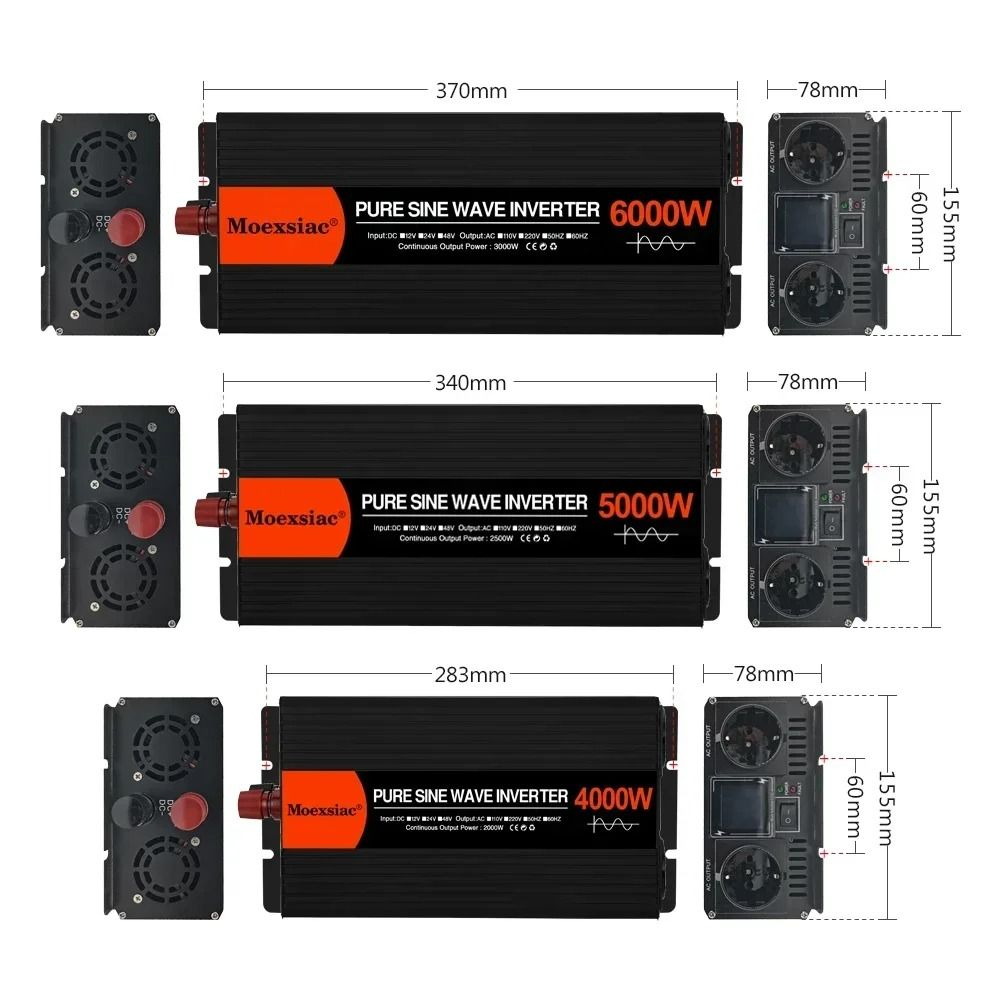 Инвертор 24V-220V 5000W черно-красный Moexsiac