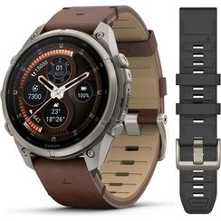 Умные часы Garmin Fenix 9 Pro inReach 47 мм AMOLED Titanium Walnut Leather Band (010-04336-41)