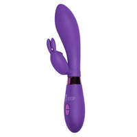 Фиолетовый вибратор 20,5см с клиторальным зайчиком Indeep Yonce Purple