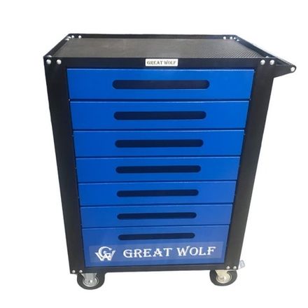 Цена на Great Wolf (GWT-B7L) Инструментальная тележка (7 ящиков, центральный замок, колеса с тормозом, синяя)