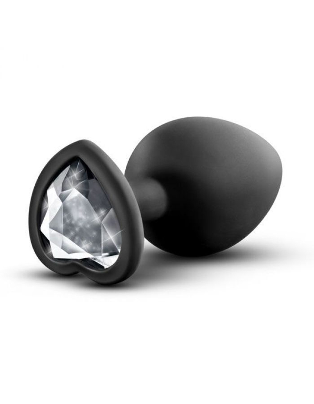 Черная анальная втулка с прозрачным кристаллом Bling Plug Medium - 8,2 см. (Цвет: черный)