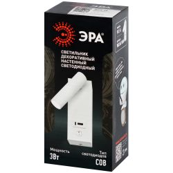 Светильник декоративный настенный светодиодный ЭРА WL56 WH COB 3Вт 4000К белый IP20 | Настенная подсветка