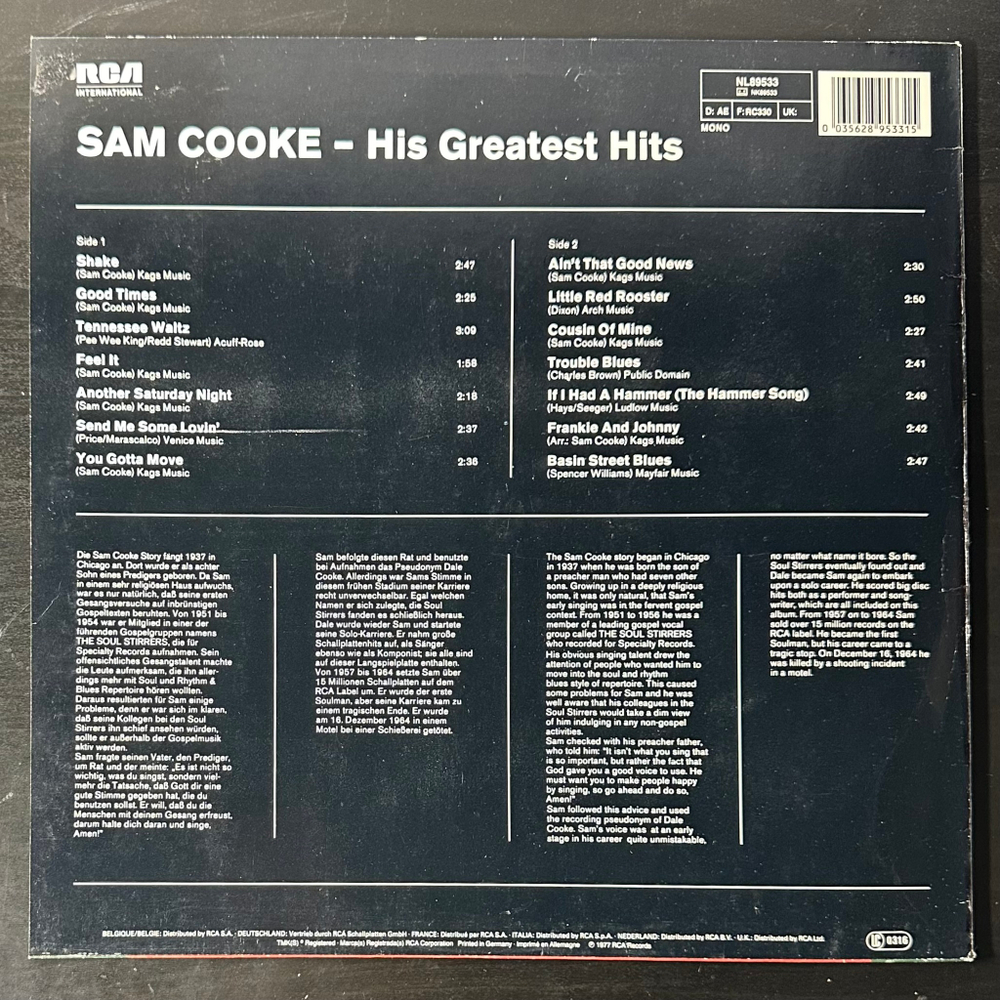 Sam Cooke – His Greatest Hits (Германия 1985г.)
