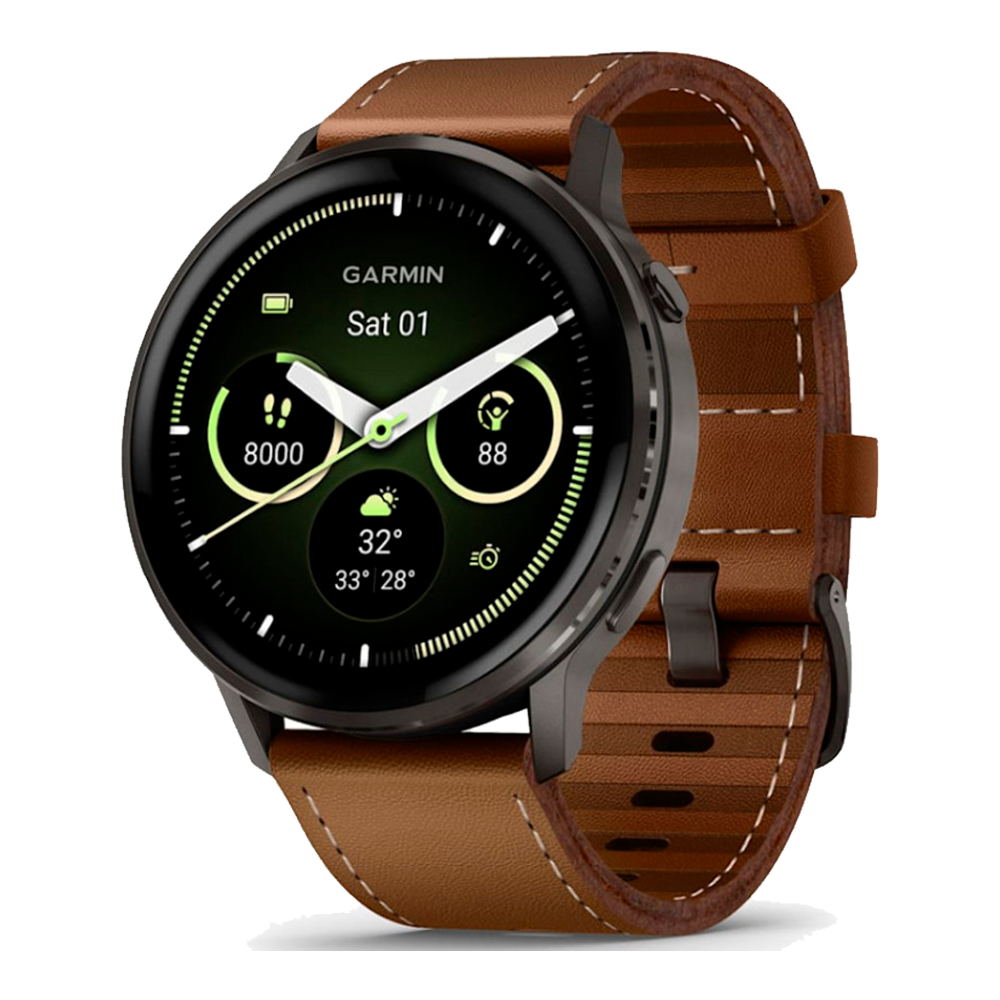 Умные часы Garmin Venu 4, 45mm, Slate with Black Silicone Band and Brown Leather Band (010-03014-03)