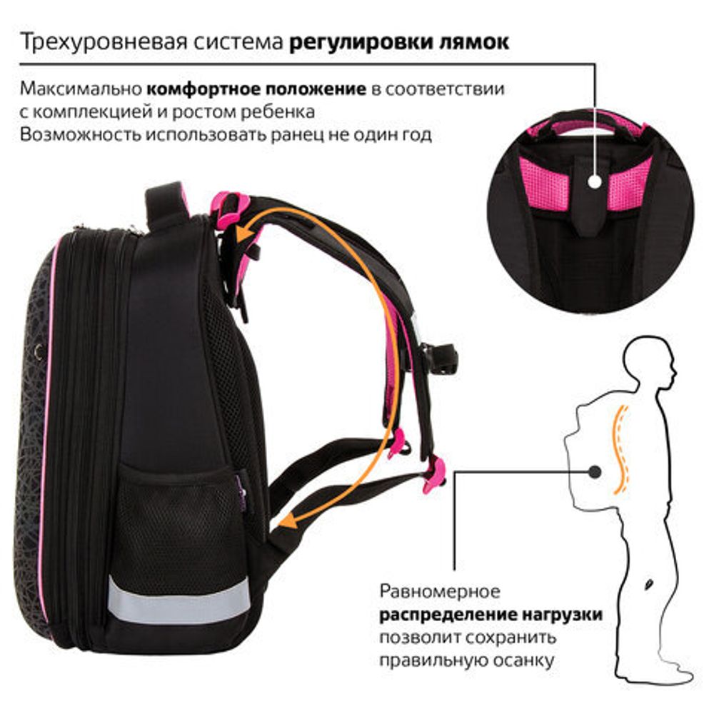 Ранец ЮНЛАНДИЯ EXTRA, с дополнительным объемом, "Rainbow unicorn", СВЕТЯЩИЙСЯ РИСУНОК, 38x29x18 см, 229932