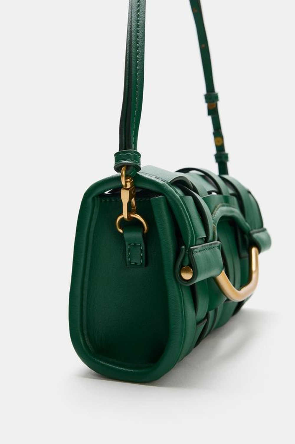 ZARA ПЛЕТЕНАЯ СУМКА, ЗЕЛЕНЫЙ