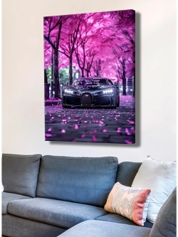 Картина "Bugatti среди сакуры", интерьерная 50х70см 1шт.