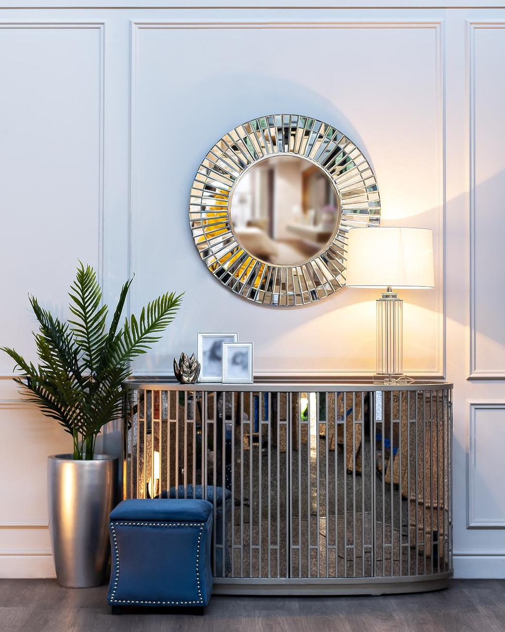 Зеркало декоративное настенное круглое 91см Garda Decor в зеркальной раме