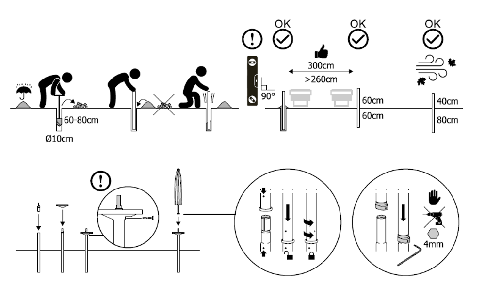 Опора со столиком для зонта Magnani Table, белый