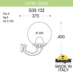 Уличный настенный светильник Fumagalli GLOBE 300 G30.132.000.WZF1R