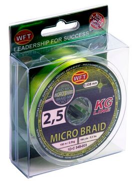 Леска плетёная WFT KG MICRO BRAID Chartreuse 150 м, 0,035 мм
