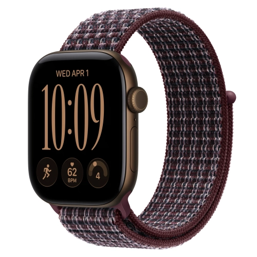 Умные часы Apple Watch Series 12 GPS, 42mm, Dark Bronze Aluminum Case with Burgundy Plaid Sport Loop