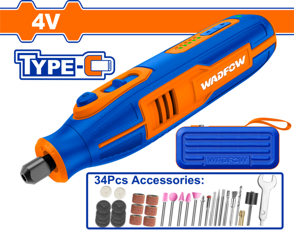 Гравер аккумуляторный 4В, 3,2 мм Type-C (20) WADFOW WRYP1504
