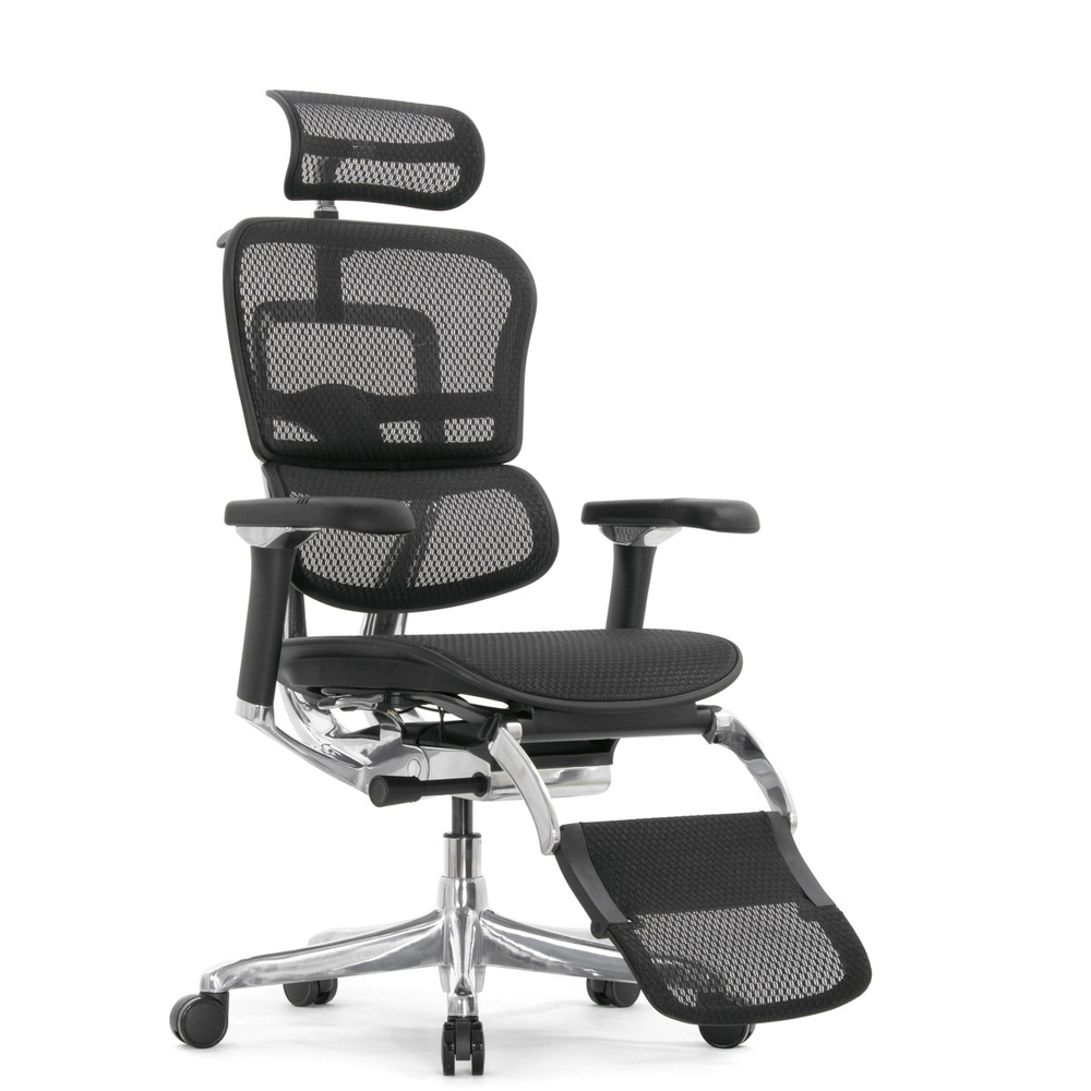 Кресло FALTO Ergohuman Luxury 2 с подножкой ( чёрный каркас /сетка чёрный T-168-B1 Black )