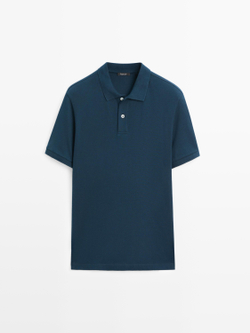 Massimo Dutti Поло из рельефного хлопка, индиго