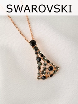 Подвеска на цепочке Россыпь из серо-черных камней Swarovski